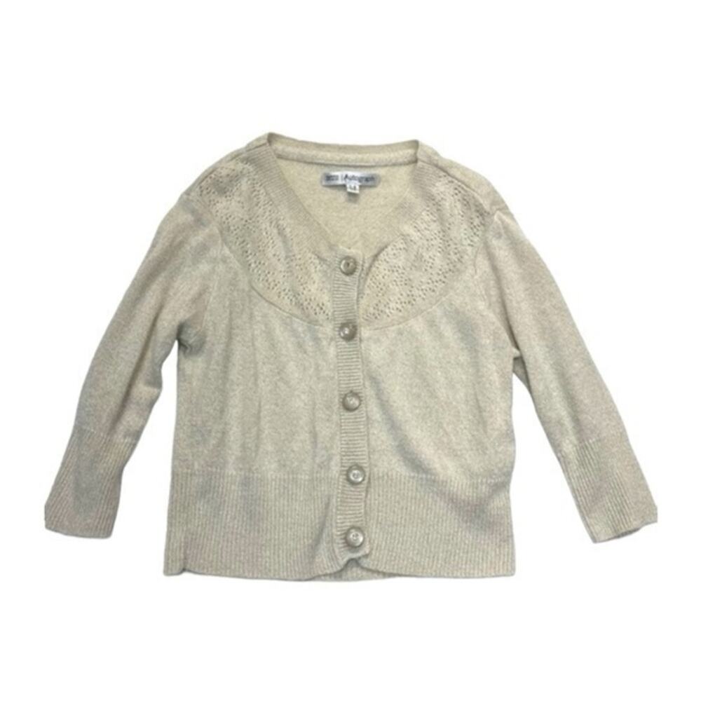 Marks & Spencer Gold Knit Cardigan Girls Size 6 Button Front Sweater